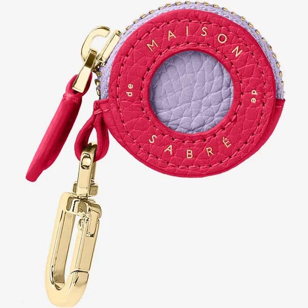 Clippable Leather Airtag Case in Fuchsia Lavender by Maison De Sabre