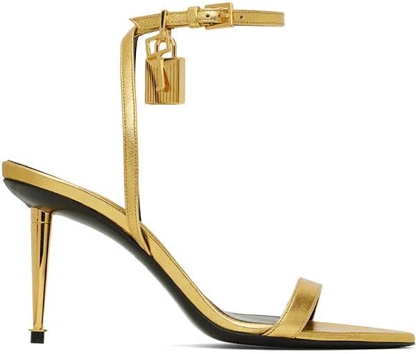 Tom Ford Padlock Metallic Leather Sandals - Gold