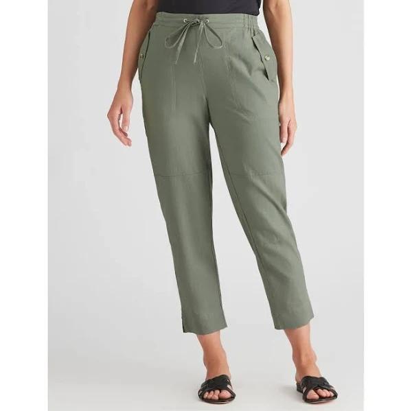 Katies Linen Blend Pocket Detail Ankle Pants