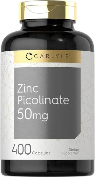 Zinc Picolinate 50mg | 300 Capsules | Value Size | Non-GMO and Gluten Free Supplement | by Carlyle