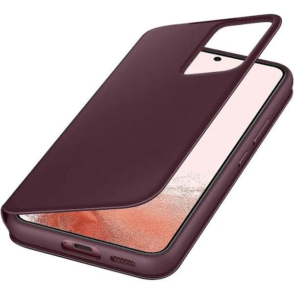 Samsung Folio Case for Galaxy S22 Plus Smart Clear View Cover orginal Wine Red Burgundy Red