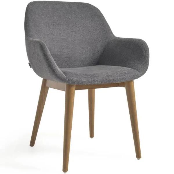 Konna Chenille Dining Armchair in Grey