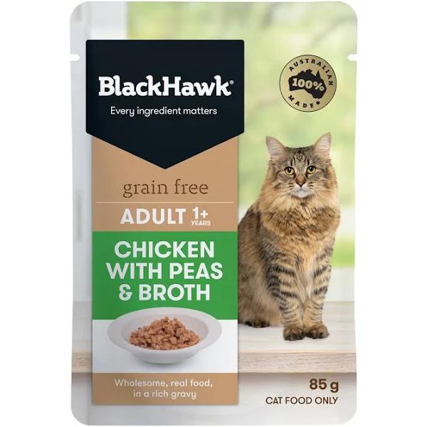 Black Hawk Wet Cat Food Grain Free Adult Chicken with Peas & Broth