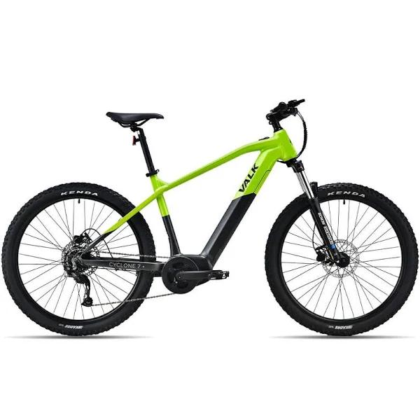 2023 VALK Cyclone 7+ Electric Mountain Bike Mid-Drive Hardtail eMTB, Medium Frame Black/Lime