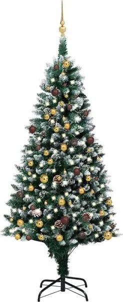 vidaXL Artificial Christmas Tree With LEDs&Ball Set&Pinecones 210 cm