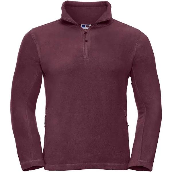 Russell Collection 874M 1/4 Zip Outdoor Fleece Burgundy - Size: XS Col