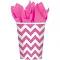 Chevron 266ml Cups Bright Pink