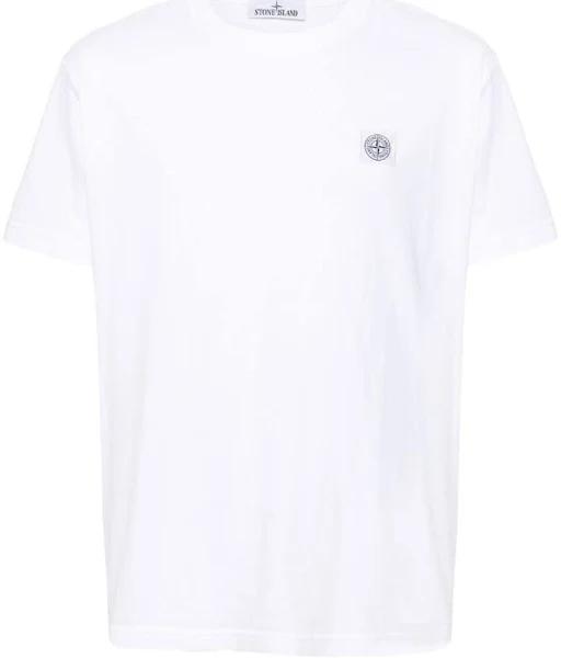 Stone Island Men's Compass-patch Cotton T-Shirt - White - Short Sleeve T-shirts