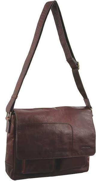 Pierre Cardin Rustic Leather Computer/Messenger Bag - Chestnut