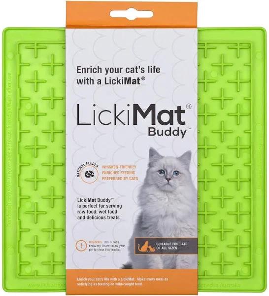 LickiMat Classic Buddy Boredom Buster Cat Slow Feeder Mat Green