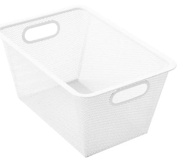 Boxsweden 33cm Metal Mesh Storage Basket Wardrobe/Kitchen/Office Organiser White Afterpay, Zip & Openpay Available