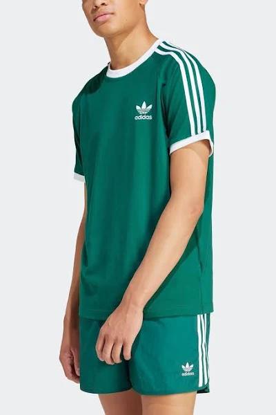 Adidas Originals Three Stripe T-Shirt in Dark Green