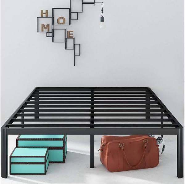 Zinus Bed Frame Single Size Metal Base With Steel Slats Black Van