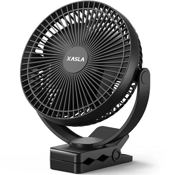 XASLA 10000mAh Portable Clip On Fan, 8 Inch Rechargeable Battery Operated Fan, 24 Hours Work Time, Quiet Usb Fan, 4 Speeds Personal Fan, Ideal For Ou