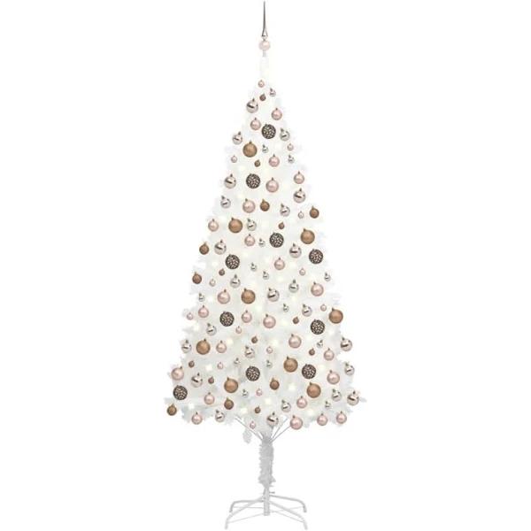 vidaXL Artificial Christmas Tree With LEDs&Ball Set White 240 cm