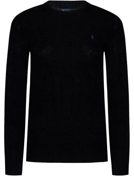 Polo Ralph Lauren - Black Wool and Cashmere Blend Braided Sweater