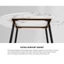 Oikiture 110cm Dining Table Round Wooden Table with Marble Effect Metal Legs White