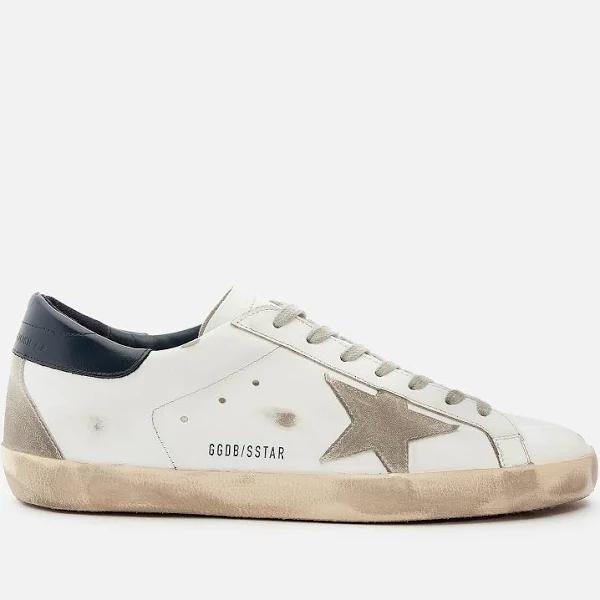 Golden Goose | Men Super Star Leather Suede Sneakers White/Ice/Blue 45