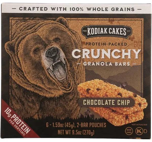 Kodiak Crunchy Granola Snack Bars, Chocolate Chip, High Protein, 100%