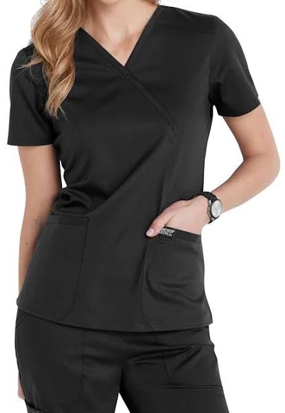 Cherokee WW Revolution WW610 Mock Wrap Top Black L