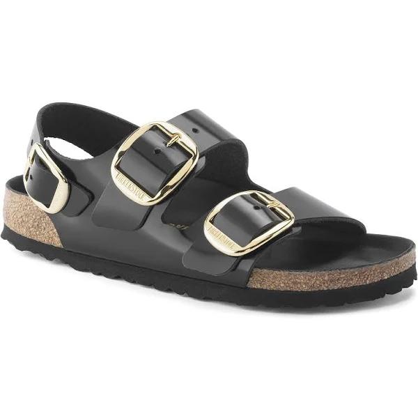 Birkenstock Milano Big Buckle In Black Patent | Regular Sandals