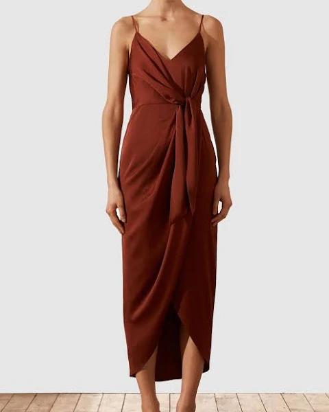 SHONA Joy Luxe Tie Front Cocktail Dress - Sangria