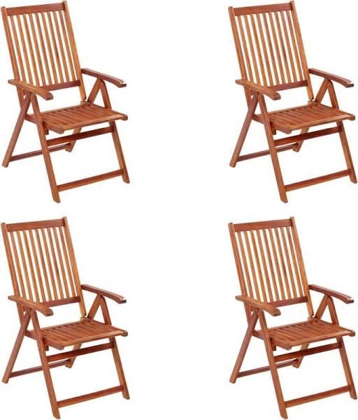 vidaXL Folding Garden Chairs 4 Pcs Solid Acacia Wood