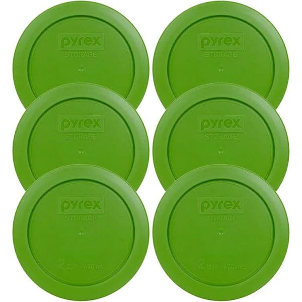 Pyrex Green 2 Cup Round Storage Cover #7200-PC for Glass Bowls - 6 Pac