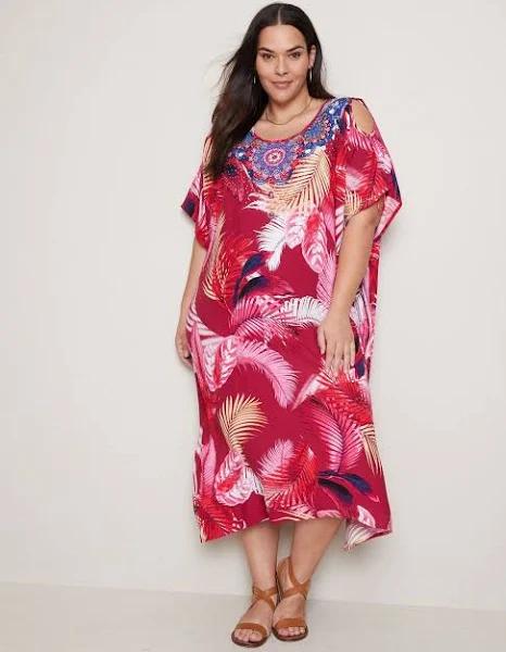 Autograph - Plus Size - Womens Dress - Cold Shoulder Maxi Kaftan Dress