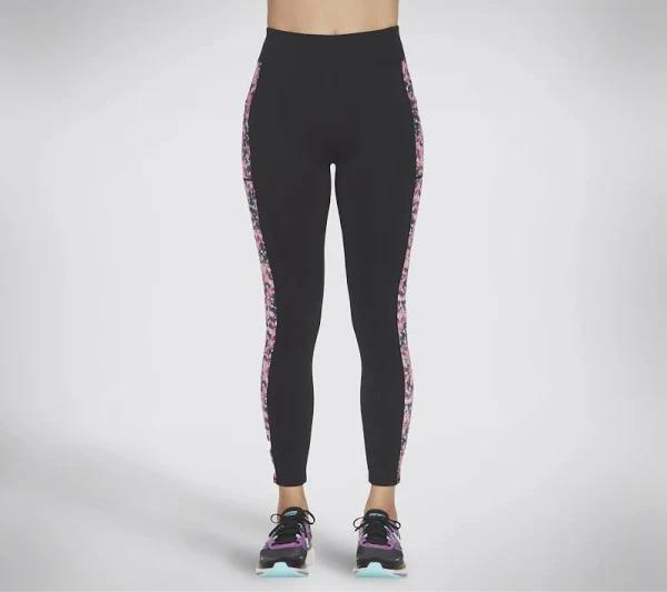 Skechers Go Stretch Fantasy Fields High Waisted Leggings Black Pink White Women - M