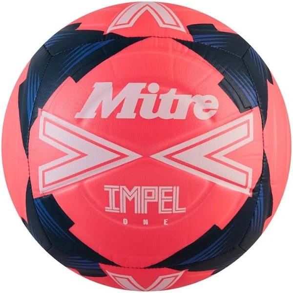 Mitre Impel One 2024 Football Pink/White/Blue 4 PU RB Foam Synthetic Rubber Polyester Football (The Ball)