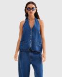 Lioness Hills Halter Dark Denim, XS