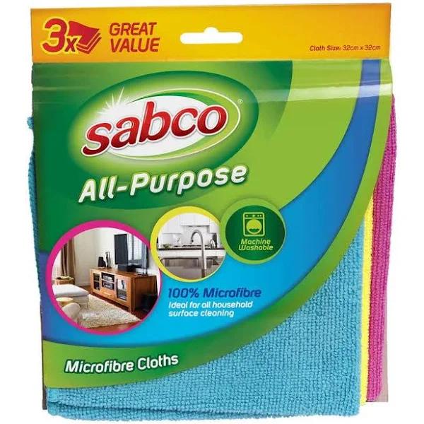 Sabco All Purpose Microfibre Cloths 32 x 32cm 3pc