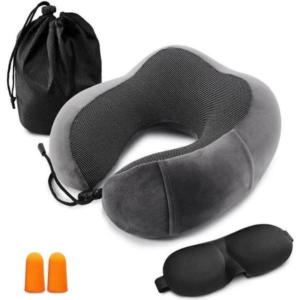 Travel Pillow Memory Foam Neck Dark Grey