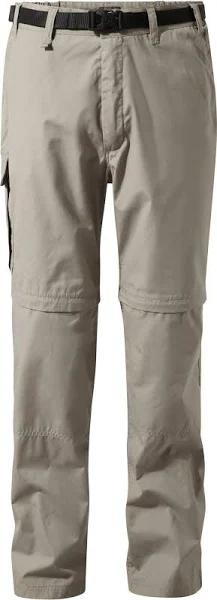 Craghoppers Mens Kiwi Convertible Trousers Taupe 36L Polyester Cotton Mens Trousers