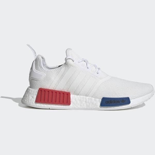 Adidas NMD R1 Shoes - Size 8.5 - White/White/Blue