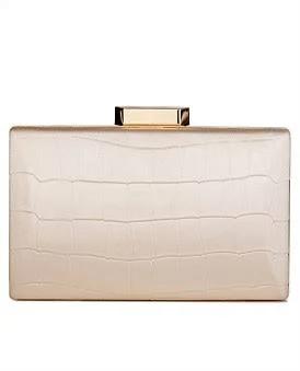 David Jones Gregory Ladner Mock Crock Evening Clutch in Ivory