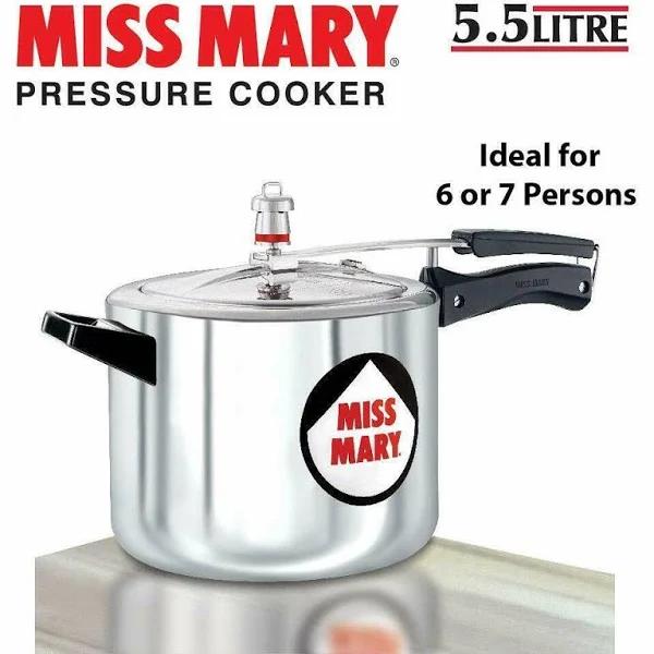 Hawkins Miss Mary Aluminium Pressure Cooker, 5.5 Litres