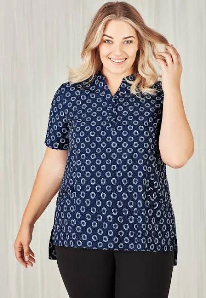 BizCare Womens Florence Daisy Print Tunic - CS950LS Navy / 18