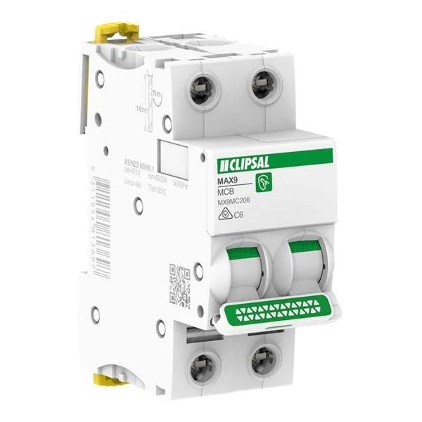 Clipsal MX9MC206 | 6Amp Two Pole Circuit Breaker 6kA | MAX9