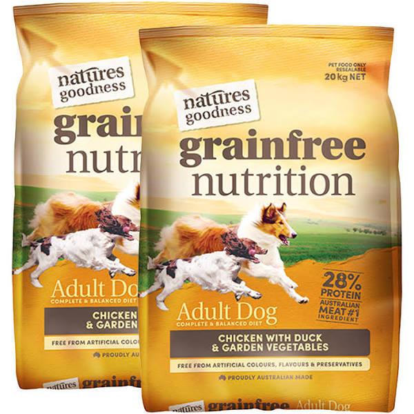 40kg Grain Free Chicken Duck and Garden Vegetables Natures Goodness Adult Dry Dog Food by Budget Pet Products