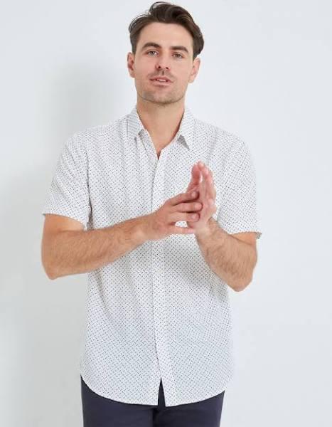 Rivers - Mens Button-Up - Short Sleeve Print Soft Touch Shirt