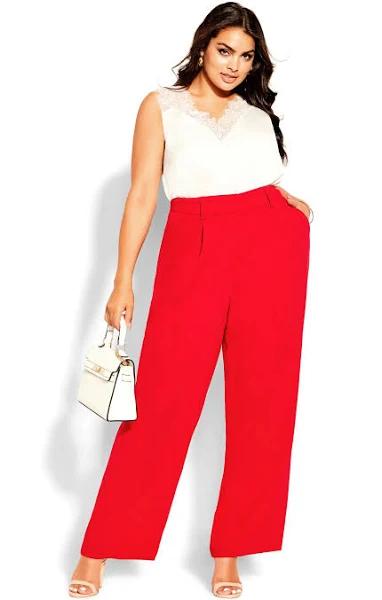 David Jones City Chic Magnetic Fly Closure Suit Pants in Red, Size 22 AU