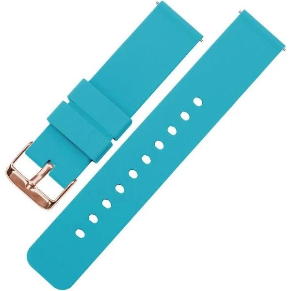 Silicone Watch Band / Strap For Samsung Galaxy Watch Watch Band / Strap in Aqua Blue w/ Rose Gold Buckle, Width 42mm | Barton