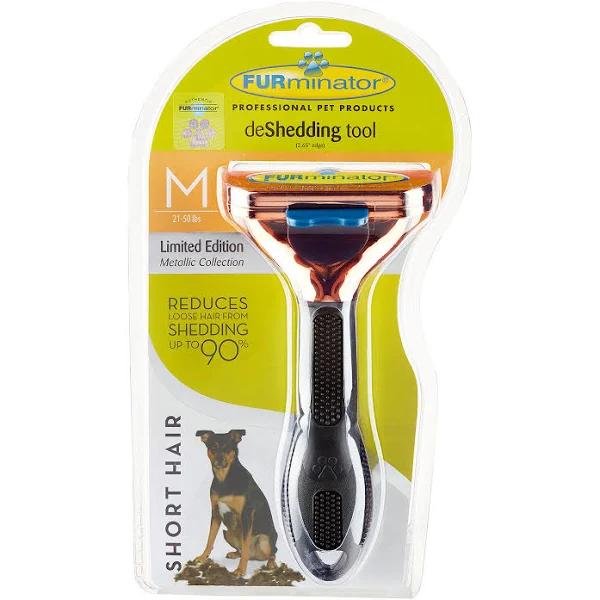 Furminator Short Hair Dog Deshedding Tool - Metallic Rose Gold Medium