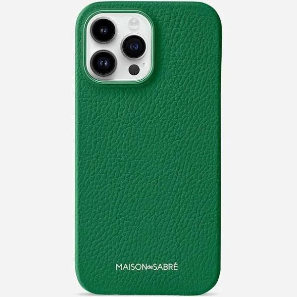 Maison De Sabre Leather Phone Case iPhone 15 Pro Emerald Green