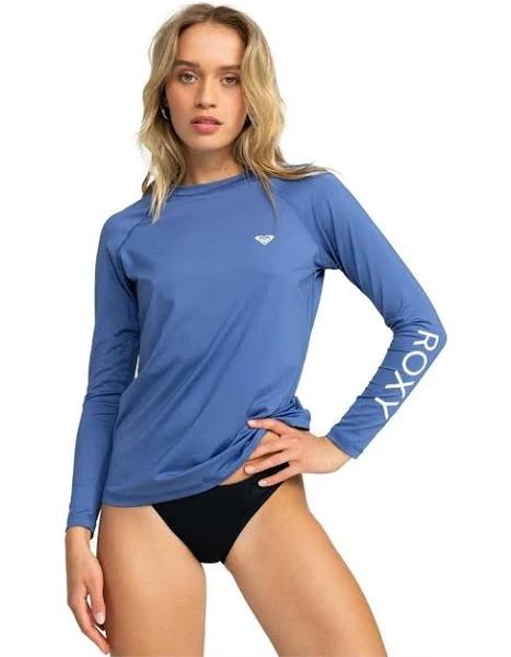 Roxy Essentials Long Sleeve UPF 50 Surf T-Shirt in Marlin Blue XS