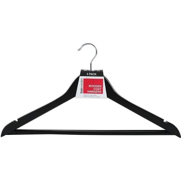 15pc Boxsweden 44.5cm Wooden Hanger/Wardrobe Organiser for Clothes/Shirt Black