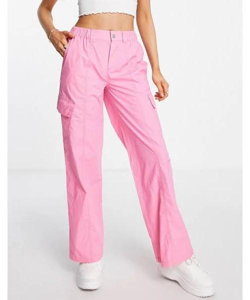 ASOS Design 00s Low Rise Cargo Pants in Pink