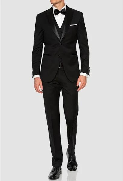 Joe Black Slim Fit Sloane Evening Suit in Black Pure Wool Mens